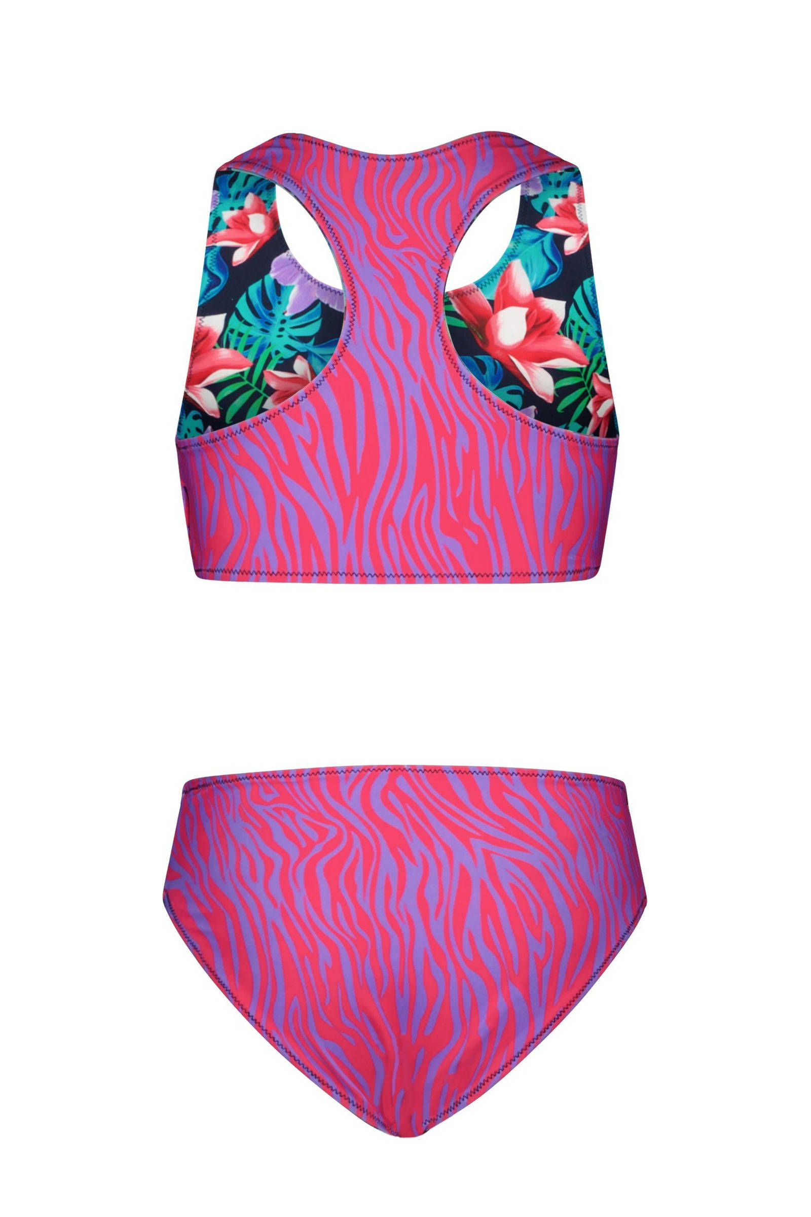 B.Nosy Reversible Crop Bikini Roze/paars/zwart | Kleertjes.com