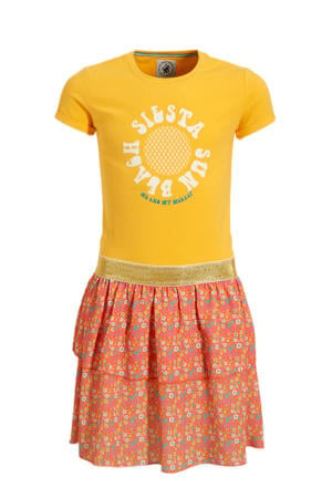 T-shirtjurk Maroeska met all over print geel/oranje