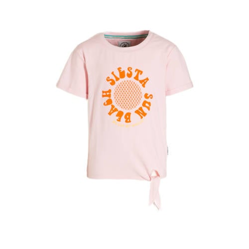 Me & My Monkey T-shirt Marjella met printopdruk roze Meisjes Stretchkatoen Ronde hals