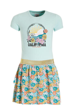 T-shirtjurk Maroeska met printopdruk lichtblauw/oranje/groen