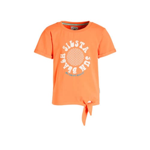 Me & My Monkey T-shirt Marjella met printopdruk oranje Meisjes Stretchkatoen Ronde hals