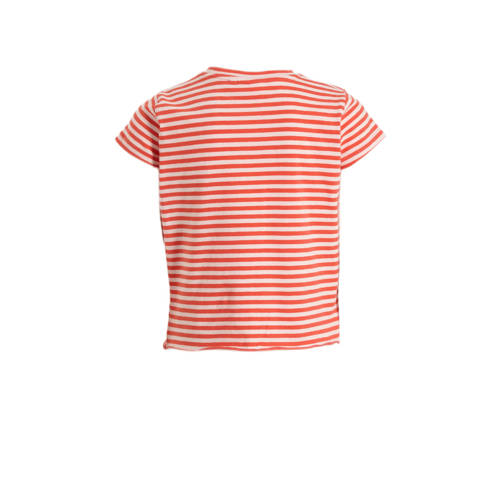 Orange Stars gestreept T-shirt Marjon koraal Roze Meisjes Stretchkatoen Ronde hals 92