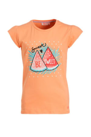 T-shirt Marlieke met printopdruk oranje
