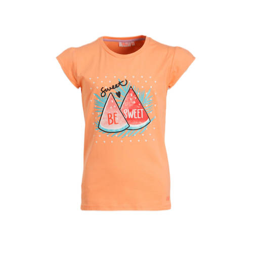 Orange Stars T-shirt Marlieke met printopdruk oranje Meisjes Stretchkatoen Ronde hals
