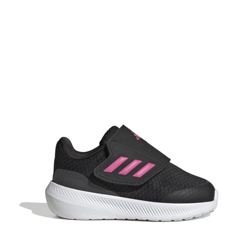 Zwart en roze jongens en meisjes adidas Sportswear Runfalcon 3.0 AC sneaker van mesh met veters