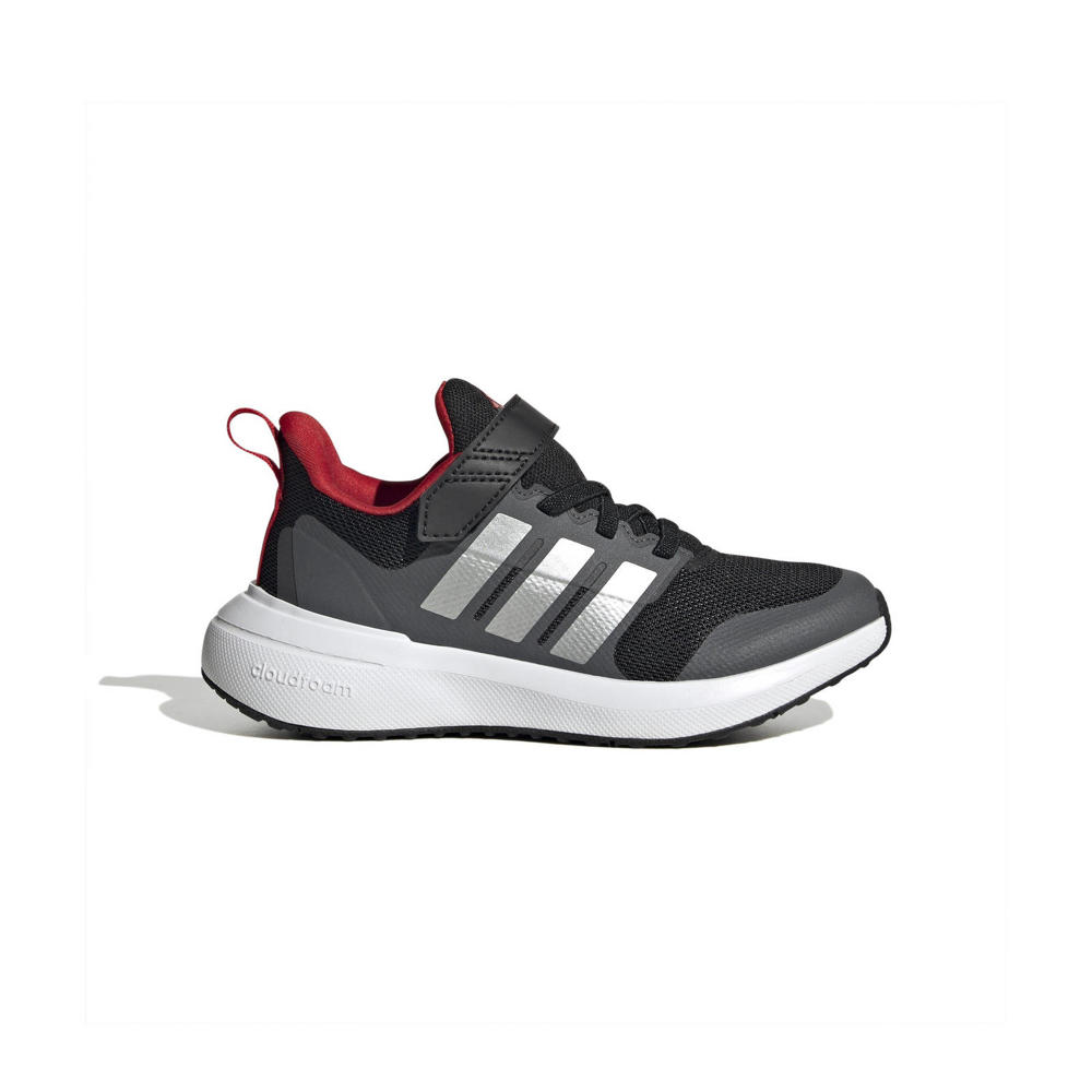 Zwart, grijs en rode jongens en meisjes adidas Sportswear FortaRun 2.0 sneakers van mesh met veters