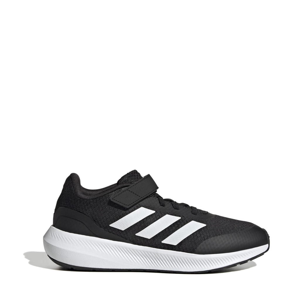 Zwart en witte jongens en meisjes adidas Sportswear Runfalcon 3.0 hardloopschoenen van mesh met elastische veter- met klittenbandsluiting