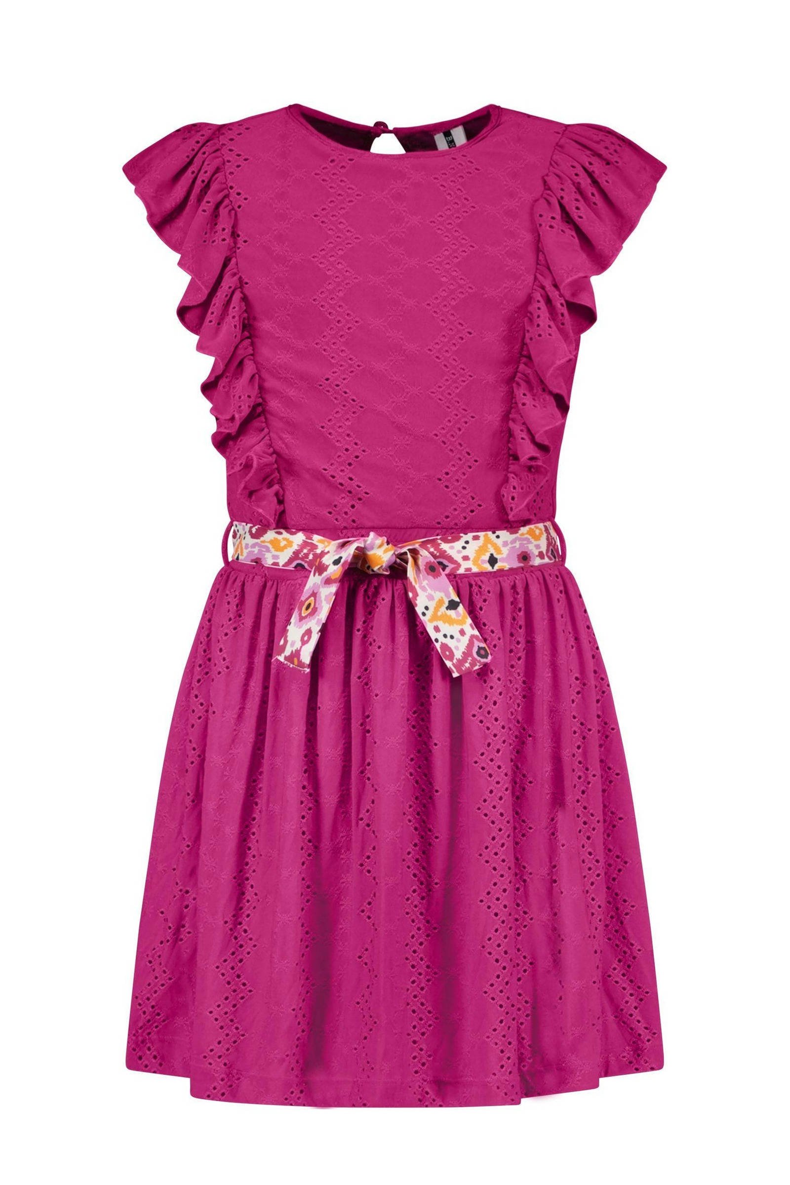 B.Nosy Jurk B.Adorable Met Ruches Fuchsia | Kleertjes.com