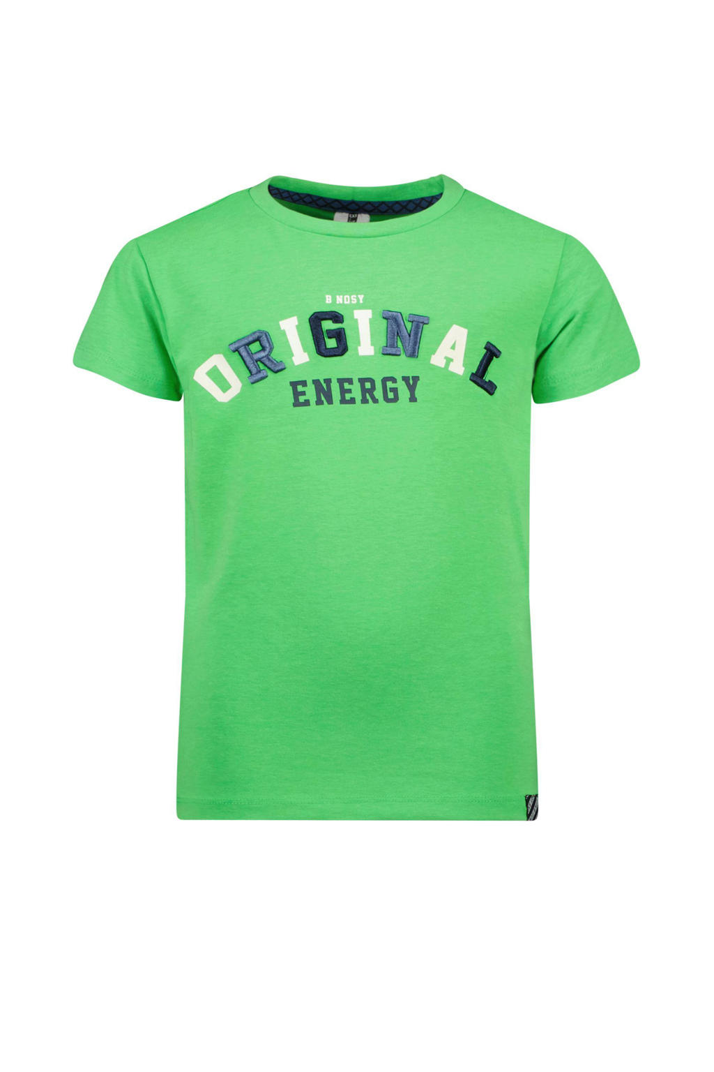 Groene jongens B.Nosy T-shirt B.Gecko van duurzaam katoen met tekst print, korte mouwen en ronde hals