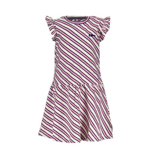 B.Nosy gestreepte baby jurk B.Inspiring roze/wit/zwart Meisjes Stretchkatoen (duurzaam) Ronde hals - 80