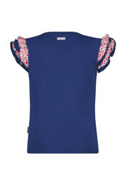 thumbnail: B.Nosy T-shirt B.A Star met printopdruk en ruches donkerblauw/rood/wit