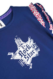 thumbnail: B.Nosy T-shirt B.A Star met printopdruk en ruches donkerblauw/rood/wit
