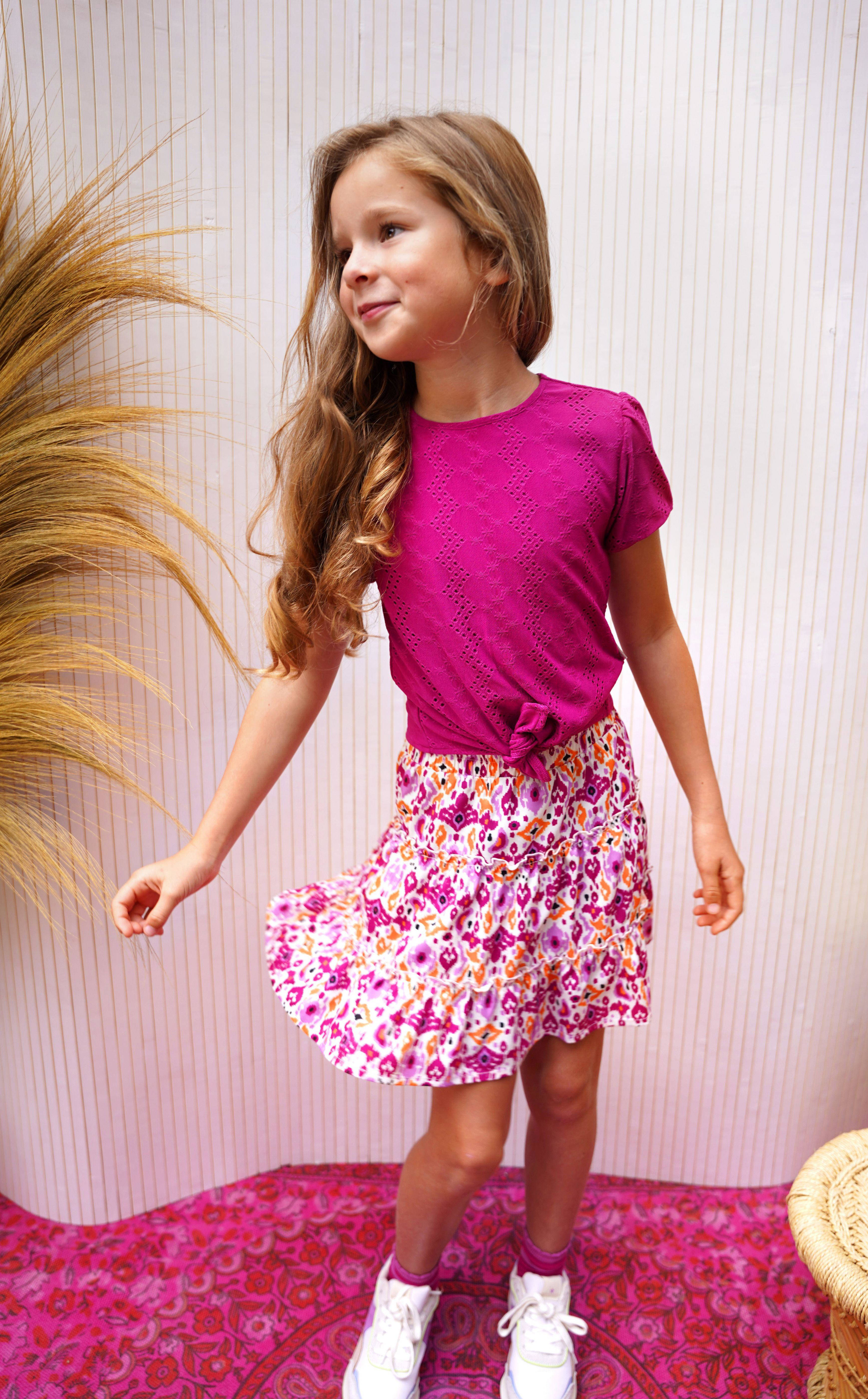 B.Nosy Rok B.Adorable Met All Over Print Fuchsia/multicolor | Kleertjes.com