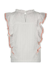 thumbnail: B.Nosy top B.Sunkissed met all over print en ruches wit/oranje