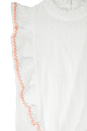 thumbnail: B.Nosy top B.Sunkissed met all over print en ruches wit/oranje