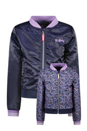 thumbnail: Donkerblauw en paarse meisjes B.Nosy reversible jas van polyester met lange mouwen, ronde hals, ritssluiting en geribde boorden