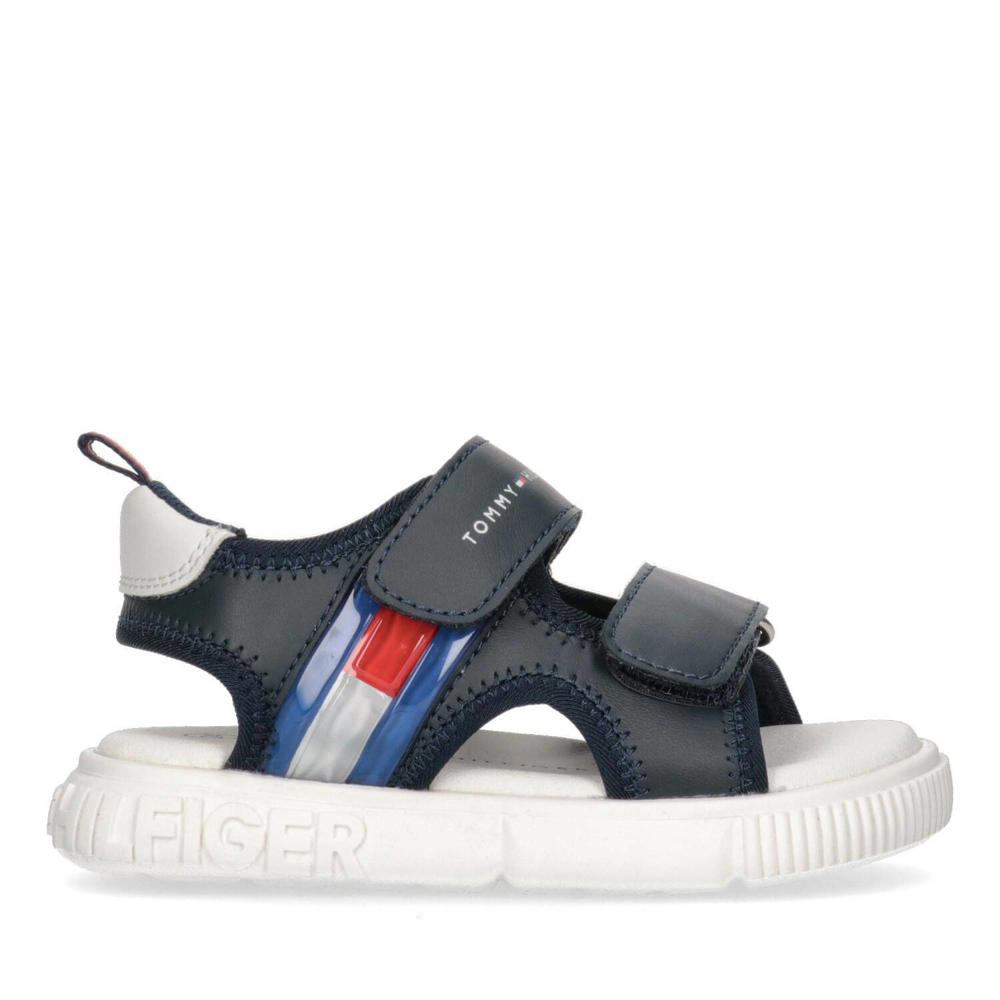 Zwarte jongens Tommy Hilfiger sandaal van synthetisch materiaal met klittenband