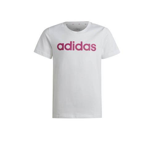 adidas Sportswear T-shirt met logo wit/roze Meisjes Katoen Ronde hals Logo