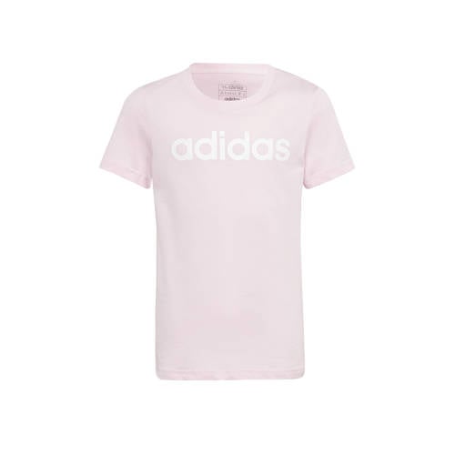 adidas Sportswear T-shirt met logo roze/wit Meisjes Katoen Ronde hals Logo