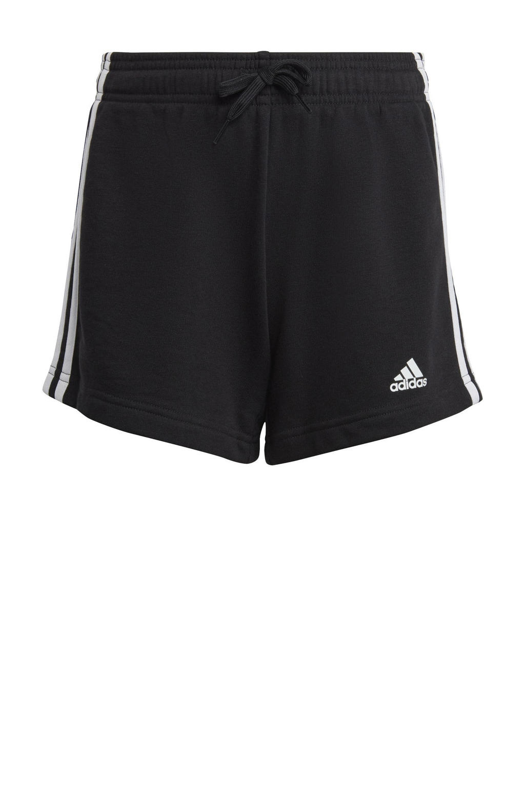 Zwart en witte meisjes adidas Sportswear regular fit short van katoen met elastische tailleband met koord en logo dessin