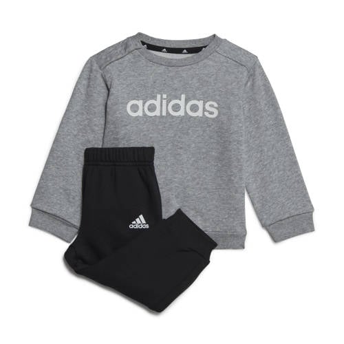 adidas Sportswear joggingpak grijs melange/zwart Jongens/Meisjes Katoen Ronde hals