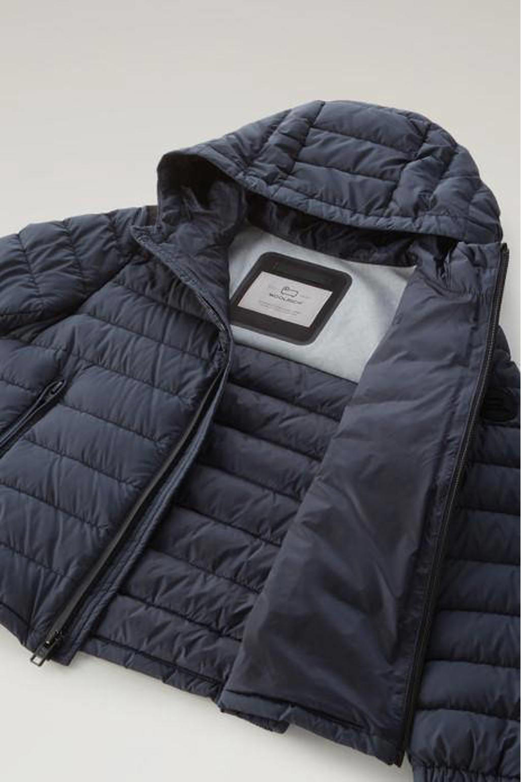 Woolrich zomerjas met all over print blauw