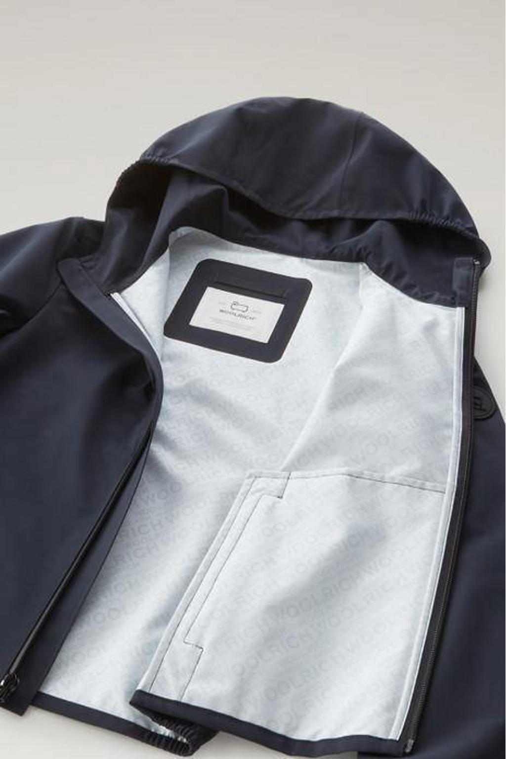 Woolrich zomerjas met all over print blauw