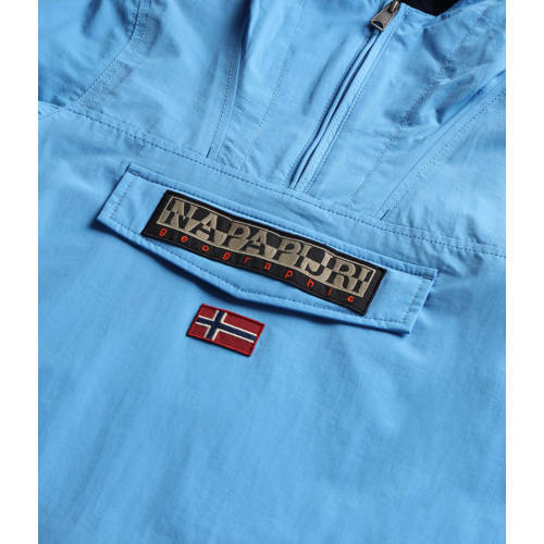 Napapijri anorak zomerjas K RAINFOREST SUM 4 met logo blauw Jongens Polyamide Capuchon 164