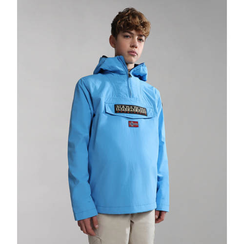 Napapijri anorak zomerjas K RAINFOREST SUM 4 met logo blauw Jongens Polyamide Capuchon 164