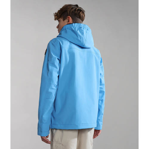 Napapijri anorak zomerjas K RAINFOREST SUM 4 met logo blauw Jongens Polyamide Capuchon 164