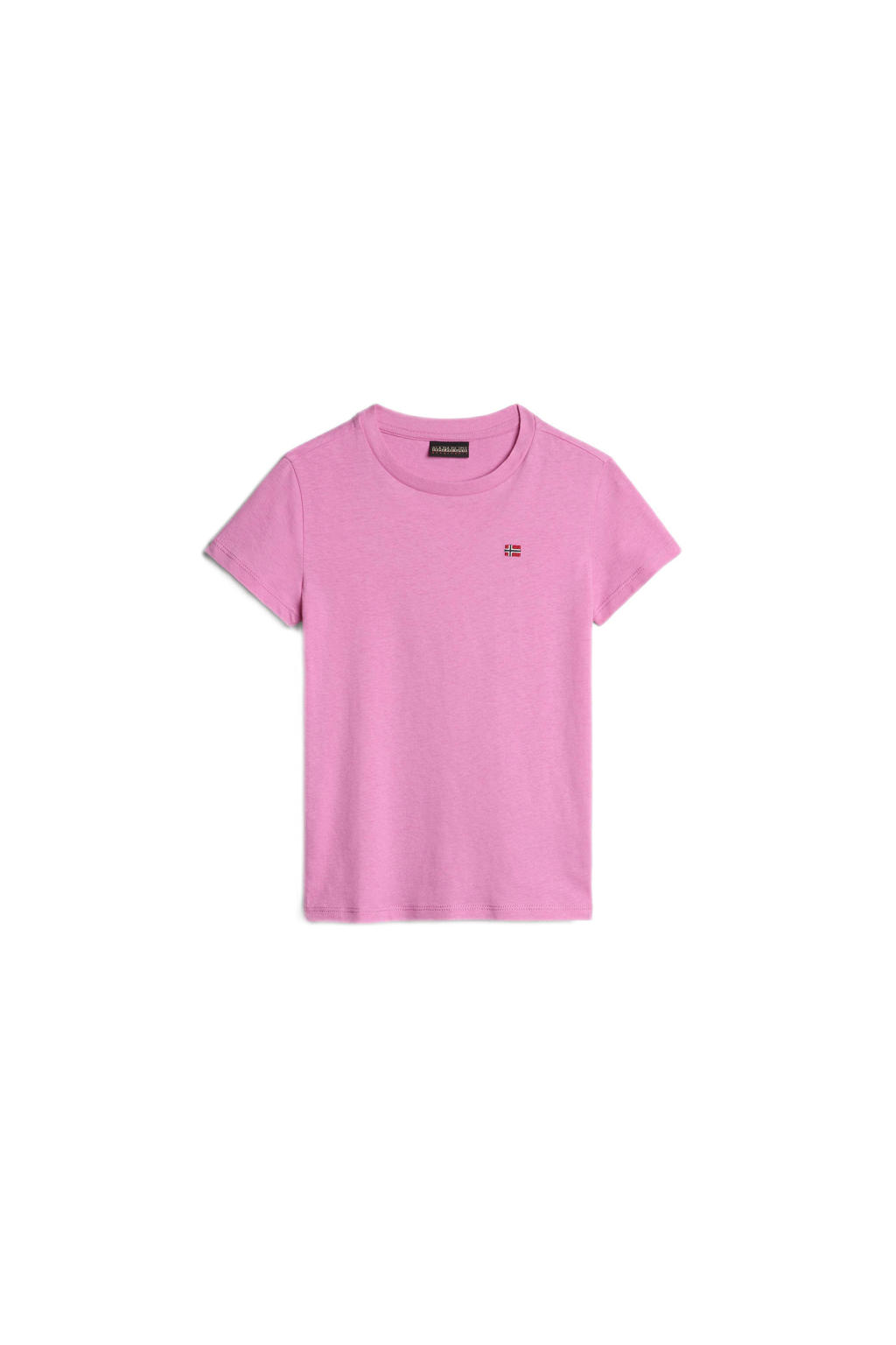 Roze jongens en meisjes Napapijri T-shirt van duurzaam katoen met korte mouwen en ronde hals