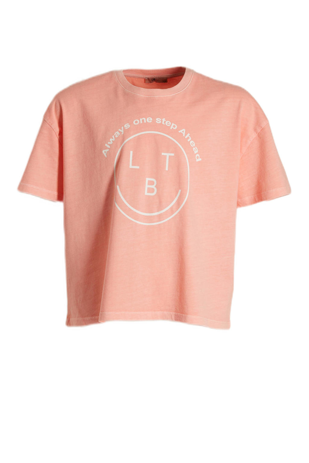 Oranje meisjes LTB T-shirt van katoen met printopdruk, korte mouwen en ronde hals
