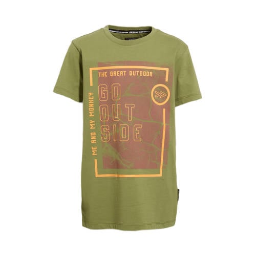 Me & My Monkey T-shirt Myron met printopdruk groen Jongens Katoen Ronde hals