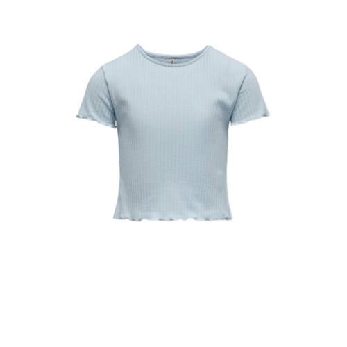 KIDS ONLY GIRL ribgebreid T-shirt KOGNELLA lichtblauw Meisjes Polyester Ronde hals - 110/116