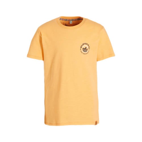 Wildfish T-shirt Marick van biologisch katoen oranje Backprint