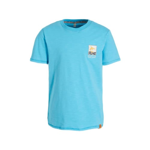 Wildfish T-shirt Milko van biologisch katoen blauw Printopdruk