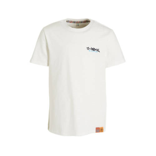 Wildfish T-shirt Mano van biologisch katoen wit Backprint