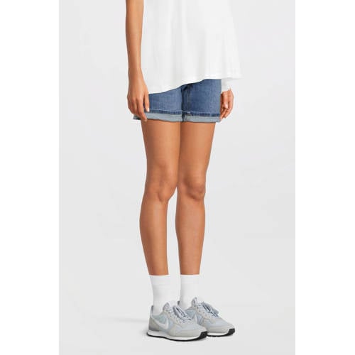 LOVE2WAIT slim fit denim short donkerblauw Dames Stretchdenim Effen