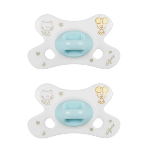 Difrax Natural Fopspeen - 0 tot 6 Maanden - Woezel en Pip - Glow in the Dark - 2 st.
