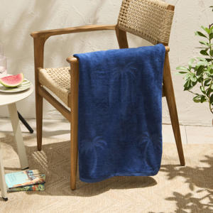 strandlaken Palm - donkerblauw (velours) (200x100 cm)