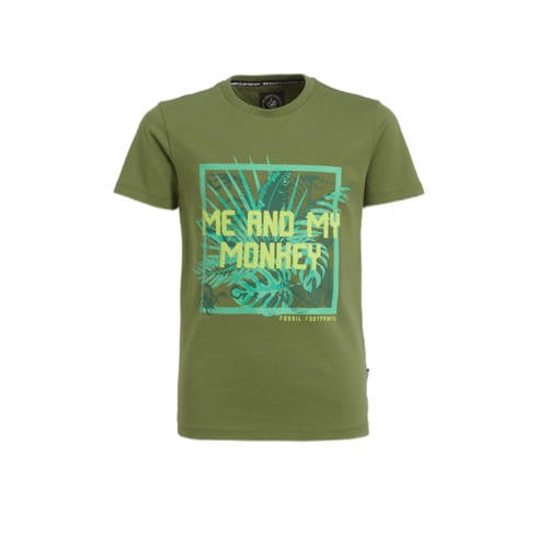Me & My Monkey T-shirt Morten met printopdruk groen Jongens Katoen Ronde hals