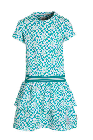 T-shirtjurk Maroeska met all over print blauw/wit