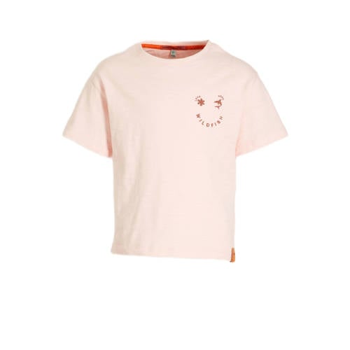 Wildfish T-shirt Meg van biologisch katoen roze Printopdruk