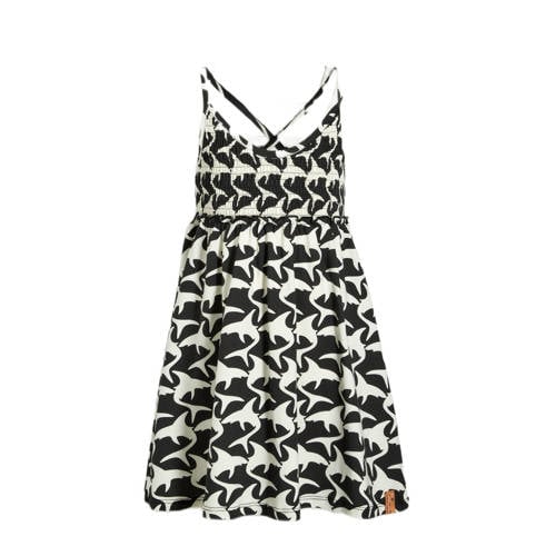 Wildfish jurk Moonly van biologisch katoen wit/zwart All over print