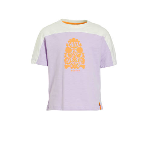Wildfish T-shirt Micha van biologisch katoen paars Printopdruk