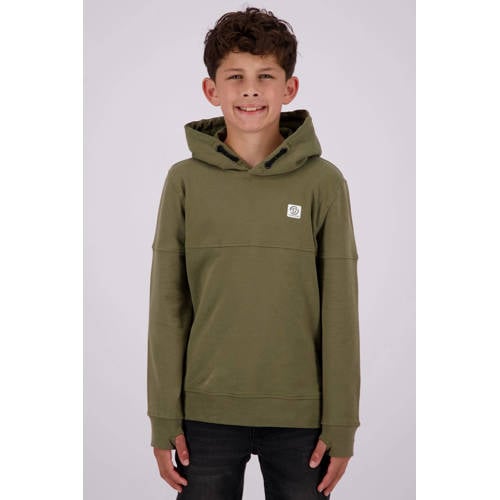 Vingino hoodie army groen Sweater Effen