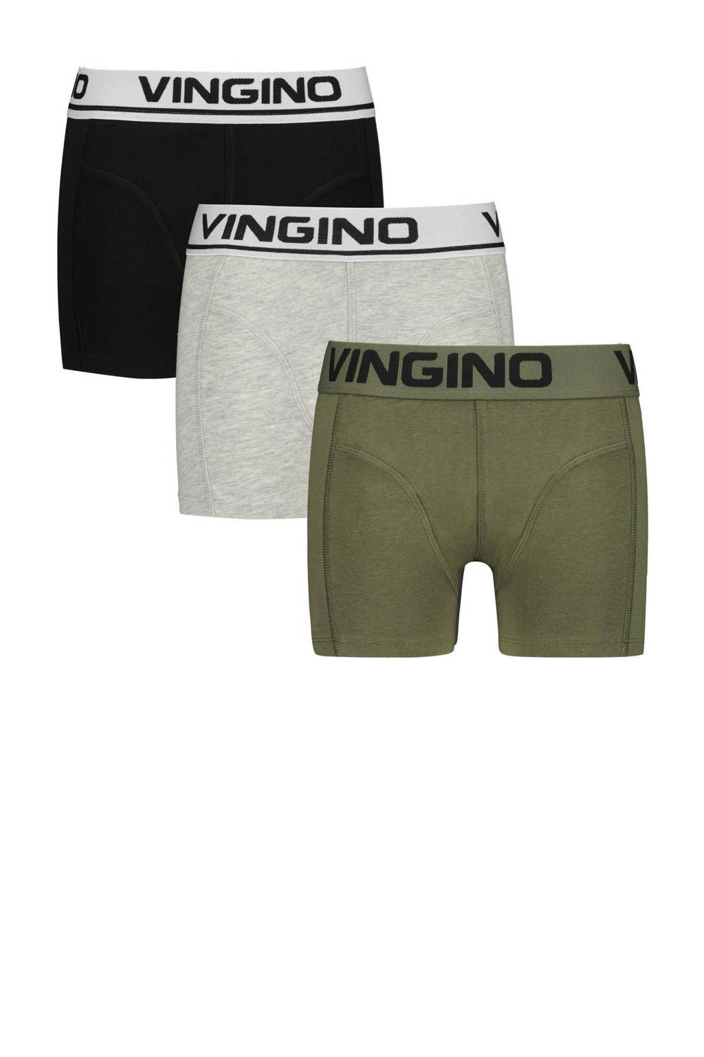 boxershort - set van 3 grijs melange/army/zwart