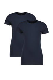 thumbnail: Set van 2 blauwe jongens Vingino basic T-shirt van duurzaam stretchkatoen met korte mouwen en ronde hals