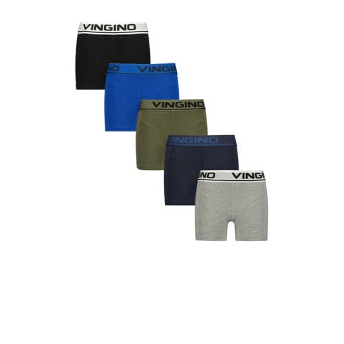 Vingino boxershort - set van 5 grijs/blauw/zwart Jongens Stretchkatoen