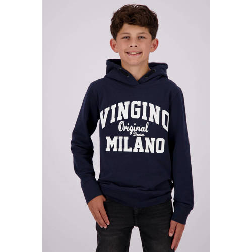 Vingino hoodie met logo donkerblauw Sweater Logo 